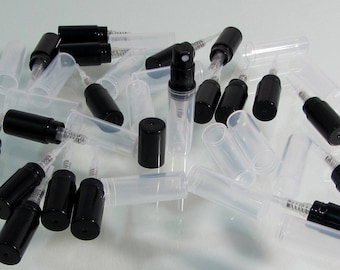 Mini Refillable Plastic Atomizers Small Travel Spray Bottles Pocket Perfume Misters 2 Ml Black Pump (25) 5076-25