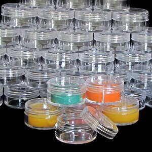 Lip Balm Beauty Containers Plastic Cosmetic Jars Empty DIY Makeup Packaging  10 Gram Clear Lids (25 Jars) 5067-25