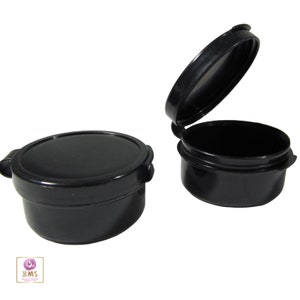 Cosmetic Jars Empty Plastic Hinged Beauty Makeup Containers with Attached Lid 10 Ml 10 Gram Black (50 Jars) 5099-50