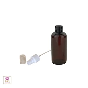 Small Mini Plastic Spray Pump Bottles PET White Sprayer with Overcap 4 oz. Amber (25 Bottles) 9724SW-25