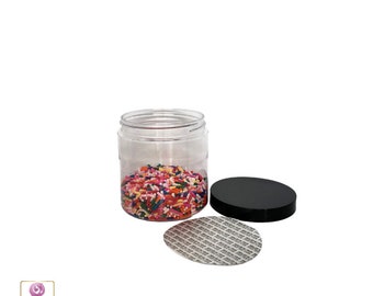 Cosmetic Jars Clear Plastic PET Straight Sided Beauty Containers 8 oz. Black Lid & Seal (2 Jars) 9364-2