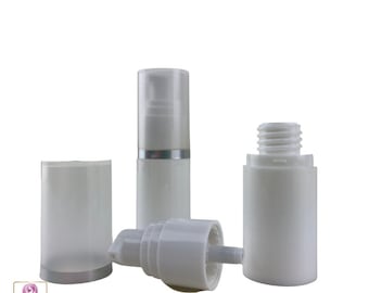 Airless Pump Bottles Refillable Beauty Serum Oil Lotion Cream Packaging 15 Ml / 0.5 oz. White (2 Bottles) 3565-2