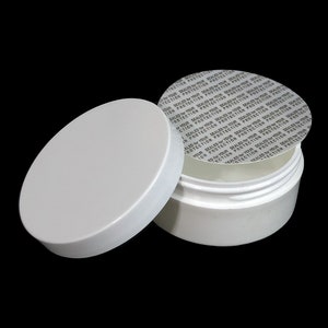 White Cosmetic Jars Plastic Low Profile Wide Mouth Beauty Containers 2 oz. White Cap w/ Pressure Sensitive Liner (2 Jars) | 9333-2