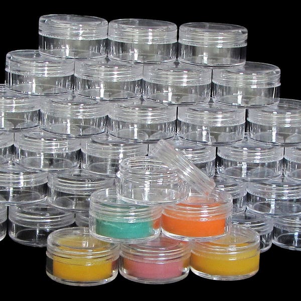 Cosmetic Jars Lip Balm Beauty Containers Plastic DIY Makeup Packaging 10 Gram 10 Ml Clear Lids (5 Jars) 5067-5