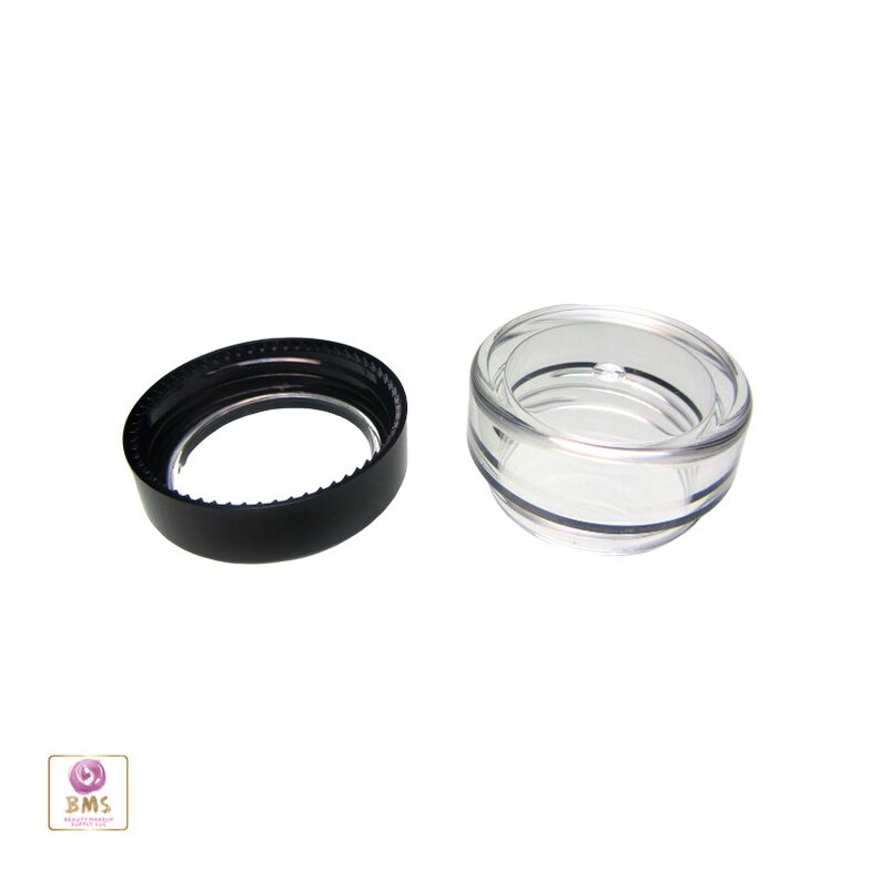 Cosmetic Sample Jars Empty Plastic Beauty Lip Balm Containers 5 Gram Black Trim Acrylic Lids 50 Jars 5015-50 image 4