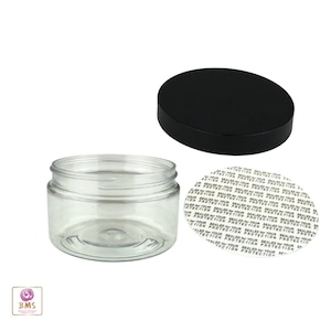 Beauty Containers Heavy Wall Clear Cosmetic Jars with Pressure Sensitive Liners 4 oz. 120 mL Black Lid  (2 Jars) 9374-2