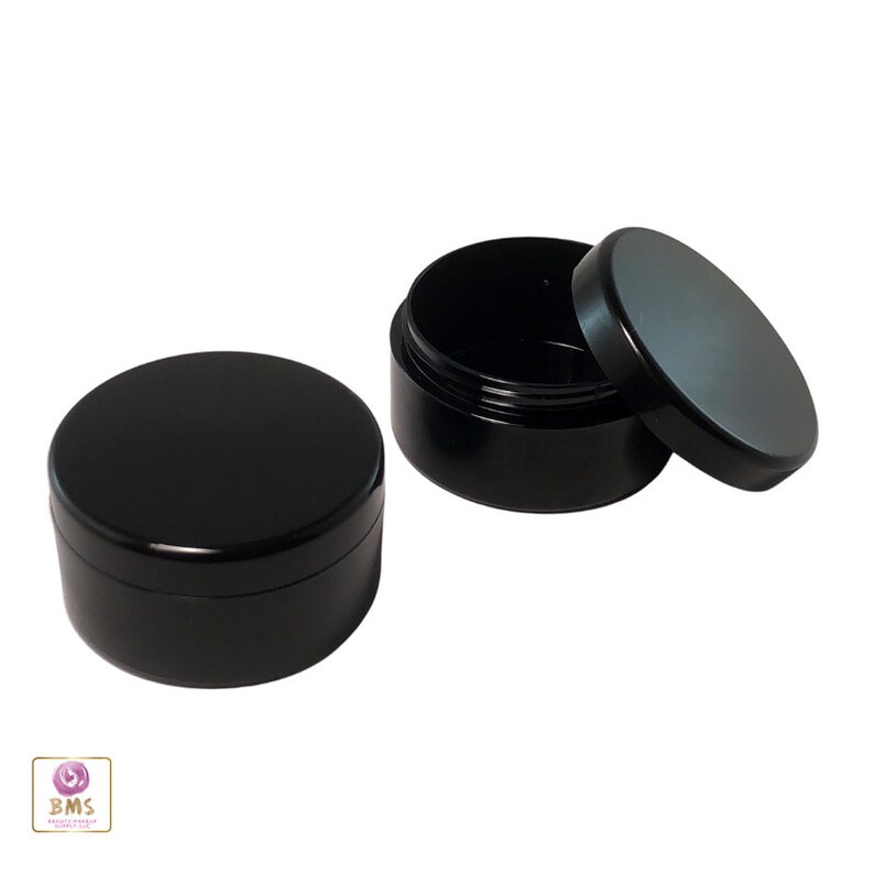 Cosmetic Containers Black Beauty Makeup Storage Jars Loose Powder Glitter Pot 30 Gram 30 Ml Black Lid (5 Jars) 3838-5