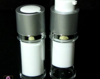Airless Pump Bottles Twist Up Style Acrylic Serum Facial Treatment Empty Bottles 15 Ml 0.5 oz.  (2 Bottles) 3515-2