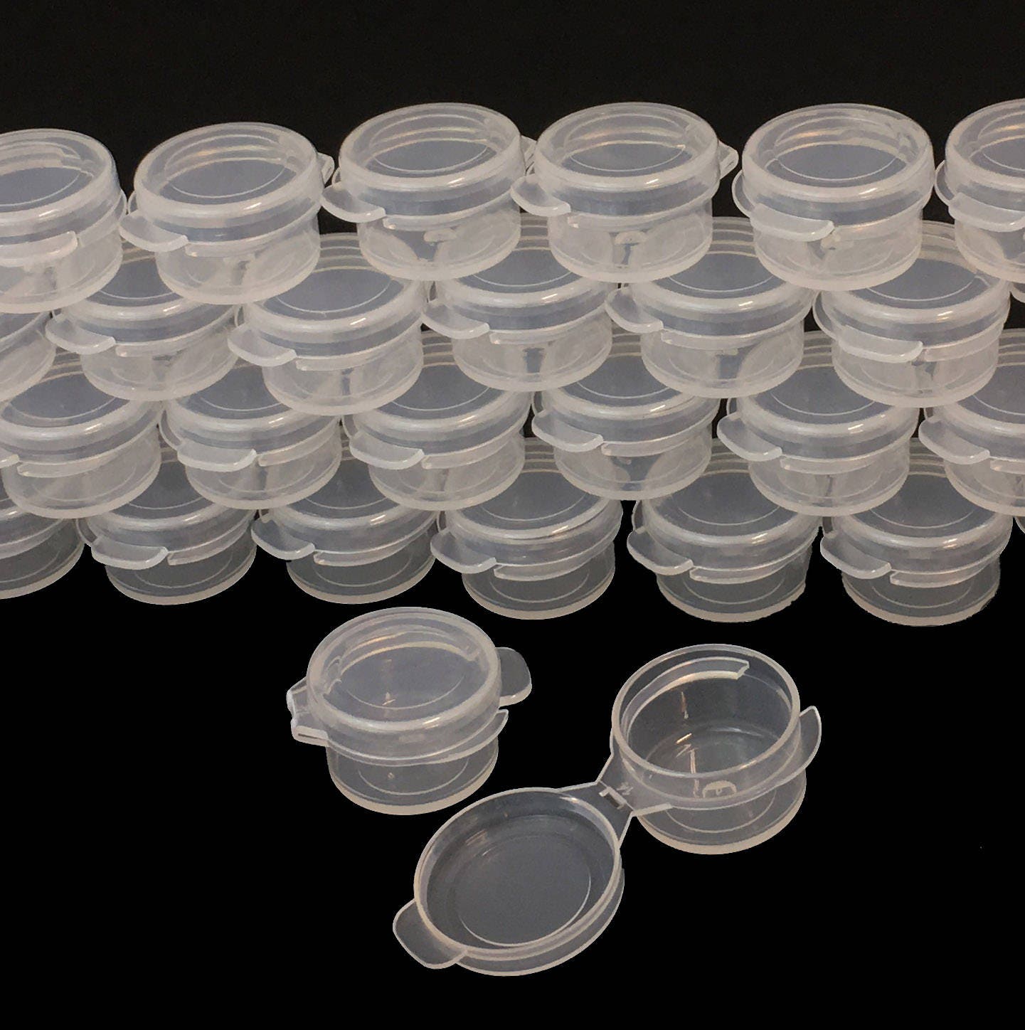 Small Beauty Containers Empty Plastic Hinged Cosmetic Lip Balm Jars w/ Attached Lid 3 Ml 3 Gram Clear (50 Jars ) 5006-50