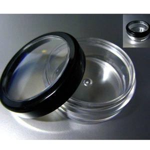 Cosmetic Jars Plastic Beauty Powder Makeup Containers 20 Gram 20 Ml Black Trim Acrylic Window Lid (5 Jars) 3020-5