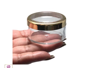 DIY Cosmetic Jars Beauty Mineral Makeup Loose Powder Containers 30 Gram 30 Ml Gold Trim Acrylic Lid (5 Jars) | 3032-5