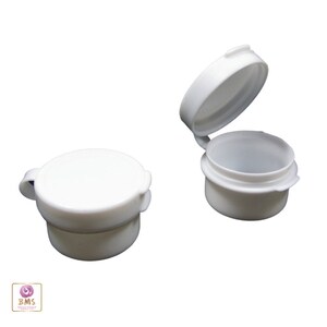 Cosmetic Jars Plastic Hinged Flip Top Beauty Containers w/ Attached Lid 3 Ml 3 Gram White (25 Jars) 5004-25