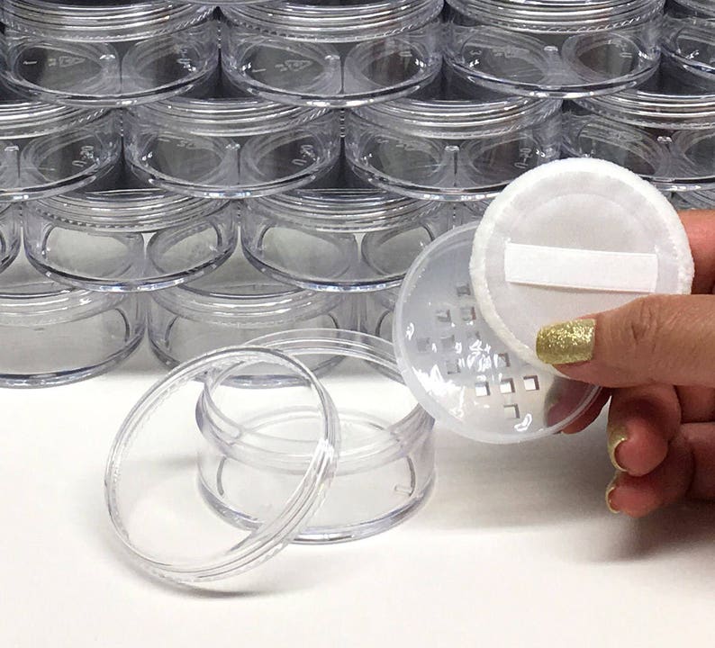 Cosmetic Jars With Sifter & Powder Puffs Option Plastic Beauty Etsy