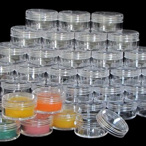 Lip Balm Beauty Containers Plastic Cosmetic Jars Empty DIY Makeup Packaging  10 Gram Clear Lids (25 Jars) 5067-25