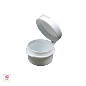 Hinged Jars Plastic Flip Top Cosmetic Beauty Containers w/ Attached Lid 3 Ml 3 Gram White (5 Jars) 5004-5
