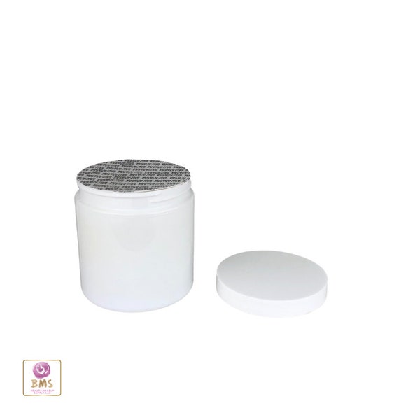 Plastic Jars Cosmetic Beauty Skincare Containers With Press & Seal Liners 8 oz. White Cap (2 Jars) 9343-2