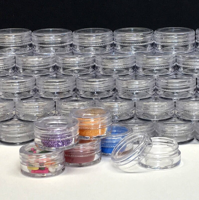 Download 50 Plastic Cosmetic Sample Jars Lip Balm Pot Empty Tiny Beauty | Etsy