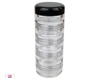 Cosmetic Jars Stackable Beauty Makeup Craft Pill Jewelry Findings Nail Art Containers 5 Gram 5 Ml ( 5 Stacks) 3218-5