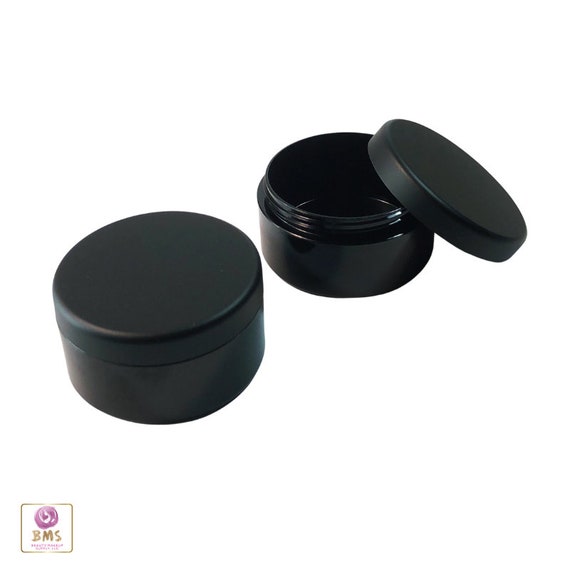 Black Makeup Storage Jars Beauty Powder Containers 30 Gram 30 Ml Matte Black Lid (20 Jars) 3834-20