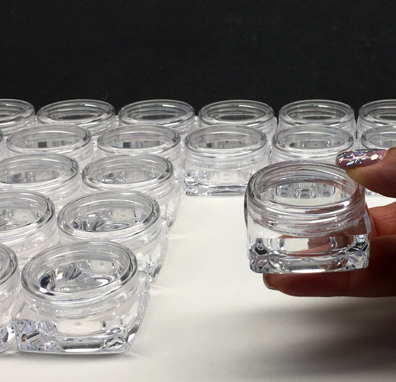 25 Cosmetic Containers Empty Square Plastic Thick Wall ...