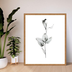 Minimalist Floral Art Print, Black and White Flower Illustration, Botanical Line Art, Modern Home Decor, Instant Download
