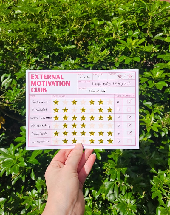 Adult Star Chart, Weekly Habit & Goal Tracker, Retro Motivation Tool (Digital Download)