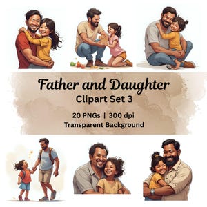 Vater und Tochter Clipart Konzeptkunst, Vatertag PNG, Druckbare Vater und Tochter Geschenk für Vater Clipart, Vater Baby Mädchen Familie Liebe