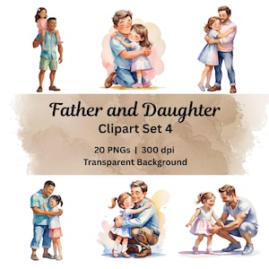Vater und Tochter Clipart, Vatertag PNG, druckbare Papa Tochter PNG Geschenk für Papa Clipart, druckbare Dad Art Vater Baby Familie Liebe
