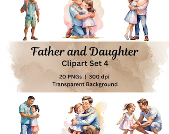 Father and Daughter Clipart, Father’s Day PNG, Printable Dad Daughter PNG Gift for Dad Clipart, Printable Dad Art Father Baby Family Love