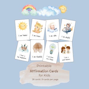 Printable Affirmation Cards for Kids Positive Affirmation Quotes for Children Watercolor Motivational Cards Mindfulness Classroom Wall Decor