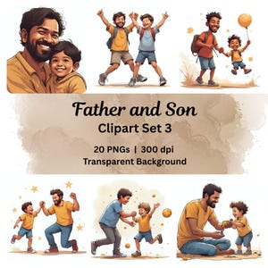 Vater und Sohn Clipart Konzeptkunst, Vatertag PNG, bedruckbares Vater- und Sohngeschenk für Papa Clipart, Vater-Baby-Junge-Familienliebe