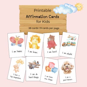 Affirmation Cards for Kids Printable Positive Affirmation Quotes for Children Mindfulness Classroom Wall Decor Watercolor Motivational Cards