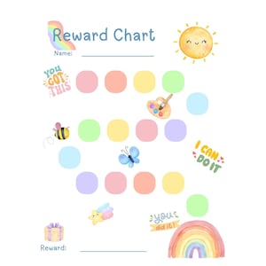Rainbow Reward Chart for Kids, Printable Chore and Behavior Tracker, Toddler Routine Chart, Preschool Sticker Chart, Classroom Reward System