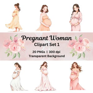 Mulher grávida clipart maternidade png pacote aquarela ilustração gravidez futura mamãe clipart chá de bebê gráficos revelação sexo
