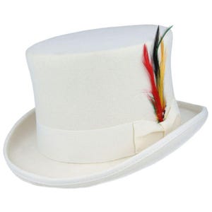 Witte wolvilt – klassieke Victoriaanse formele steampunk-kostuumhoed voor heren en dames – handgemaakt elegant accessoire