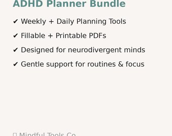 Pakiet planera ADHD | Narzędzia do codziennego i tygodniowego skupienia (plik PDF do druku)