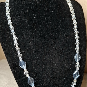 Elegance Blue – Handmade Light Blue Glass Bead Necklace – Vintage Style Jewelry