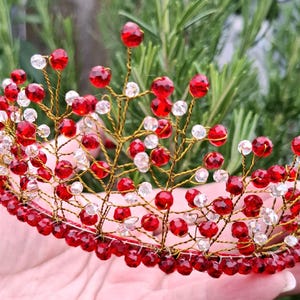 Golden Blossom – Handmade Crown in Red & Gold