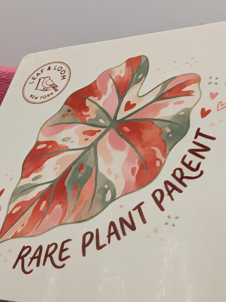 Rare Plant Parent Sticker | Watercolor Alocasia Leaf Decal 2" | Plant Lover Gift | Aroid Botanical Laptop Sticker | Houseplant Decal image 2