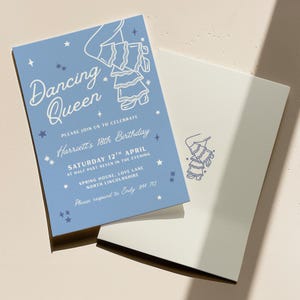 Dancing Queen Birthday Party Invitation - Mamma Mia Birthday Card - Trendy Hand Drawn Style Invite - Editable Canva Template Download