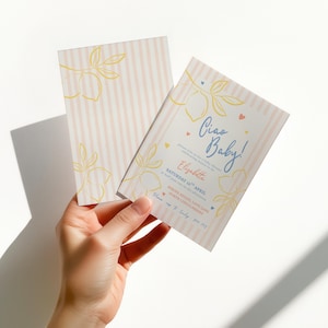 Ciao Baby! Baby Shower Invitation - Editable Lemons Invite - Italian Themed Hand Drawn Style - Canva Template Download imagen 10