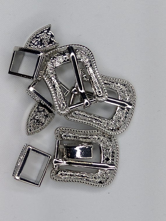 ハットバックルセット - 3/8インチ - シルバー - ウエスタンスタイル