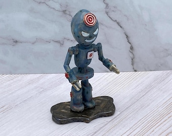Mini Robot Sculpture – Handmade Ceramic Robot Figurine, Geek Gift, Quirky Desk Buddy