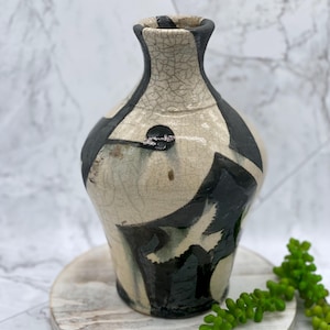 Modern Raku Large Ceramic Vase, Ceramic Pottery Raku Vase, Mid Century Modern Vase, Flower Vase, OOAK Raku Vase