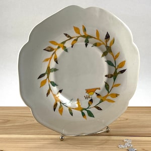 Leaf and Bird Handmade Dinner Plate, Ceramic Dinner Plate, Pottery Dinner Plate, Modern Plate, Handmade Dinnerware, Modern Tableware