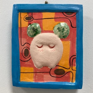 Decorative Atomic Mod Monster Wall Tile,  Decorative Ceramic Tile, Wall Decor Home Decor Art Pottery, Monster, Kitschy Monster