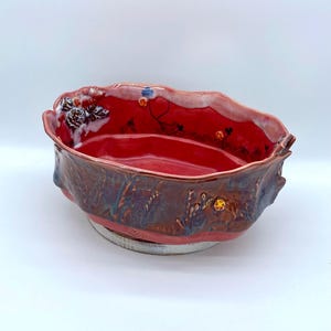 Handmade Multi Colored Floral Pattern Serving Bowl, Handmade Serving Bowl, Large Ceramic Serving Bowl, Handmade Dinnerware, Serving Bowl