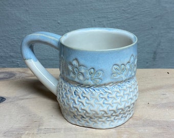 Hand Crafted Mug-Coffee Mug-Stoneware Clay Mug-Modern Coffee Mug - Patterned Coffee Tea Mug