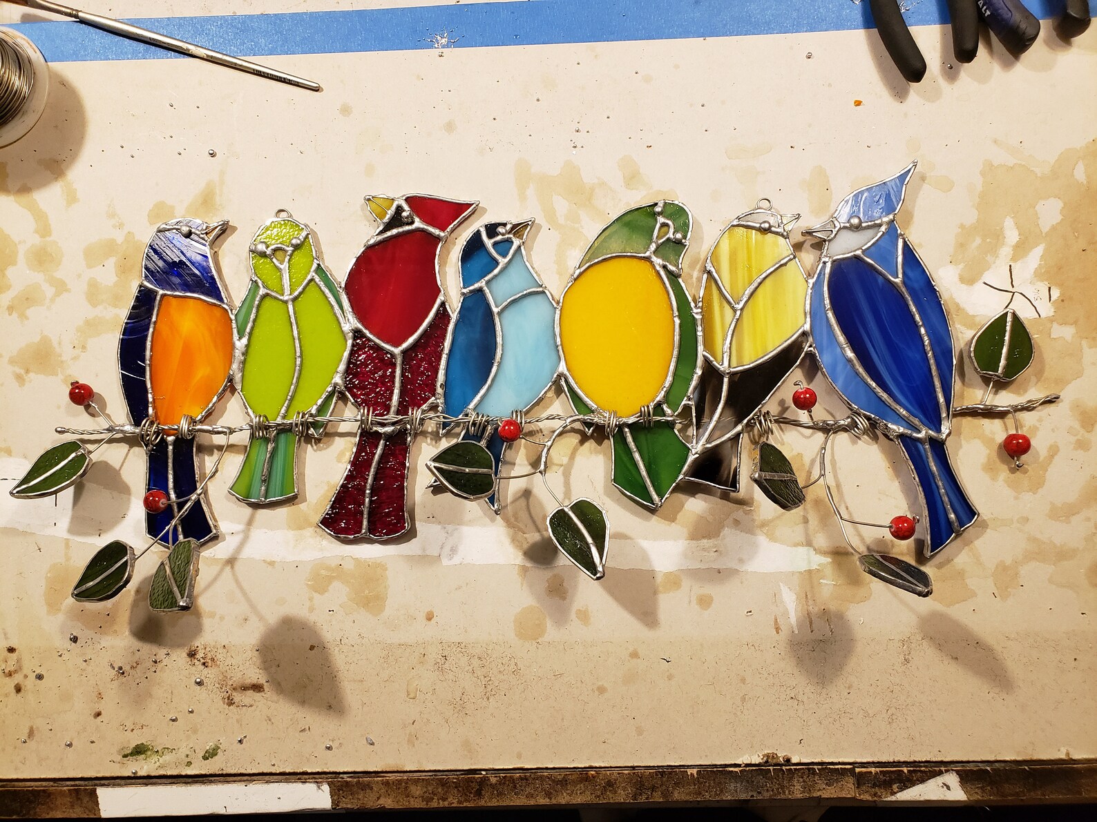 Birds on a Wire Stained Glass Pattern. Downloadable PDF Pattern This is