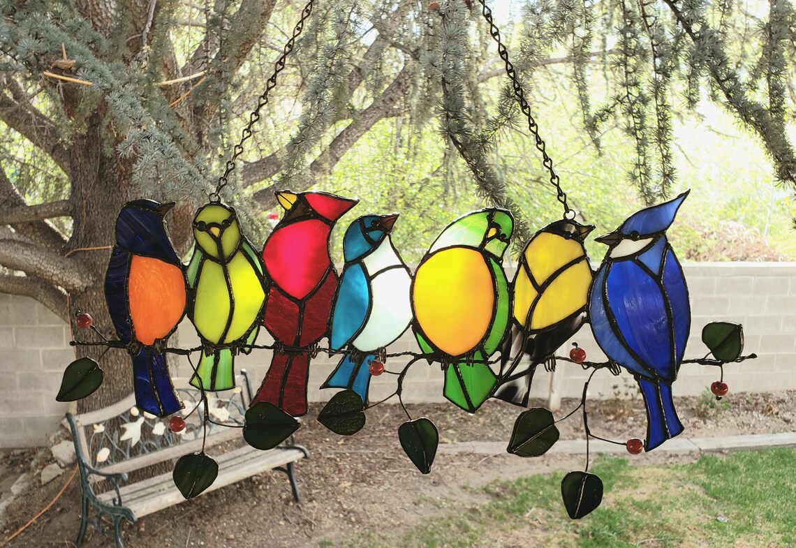 Birds On A Wire Stained Glass Pattern Downloadable Pdf Etsy